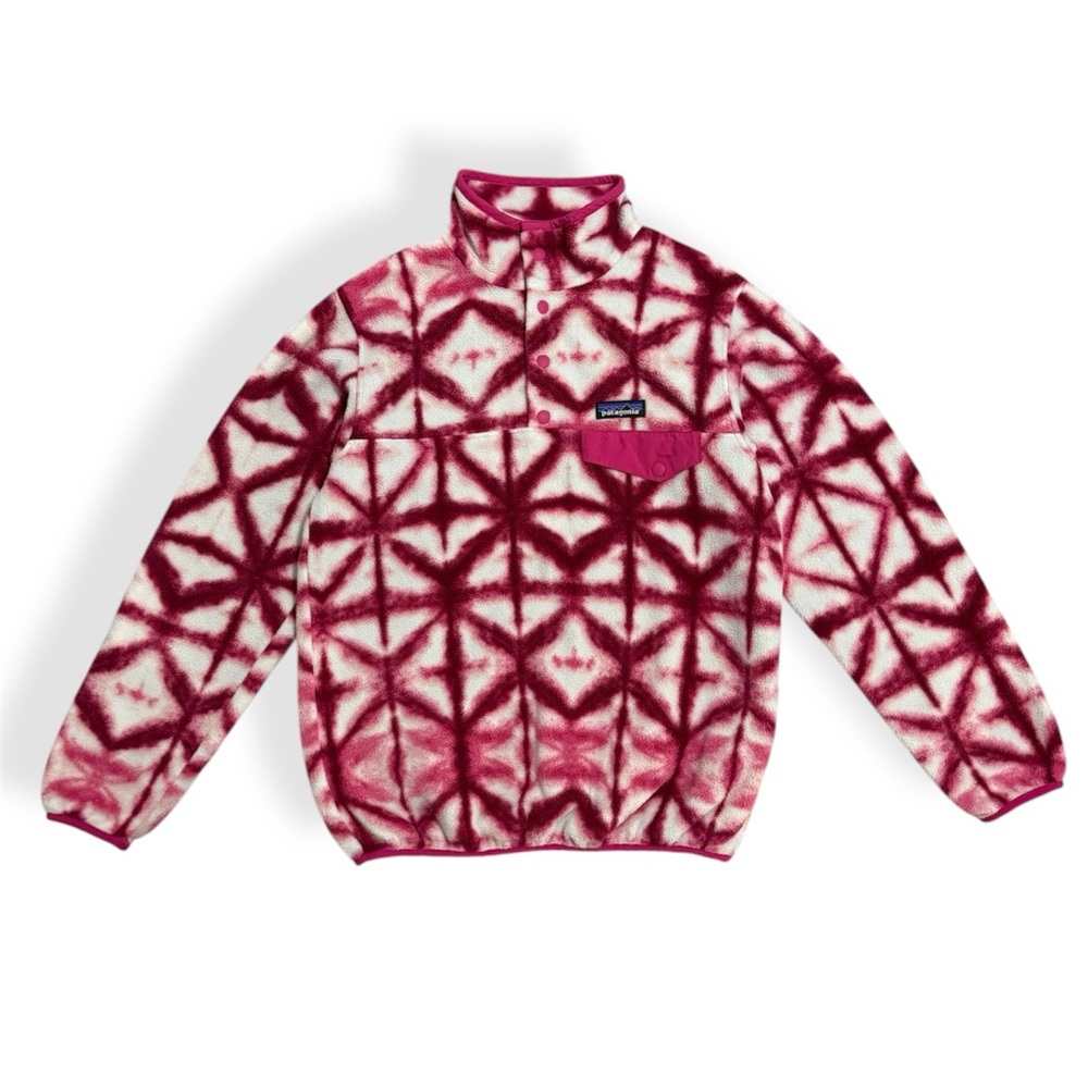 Patagonia Synchilla Snap-T XS Dancing Diamond Pink Red Fleece Women’s Geometric